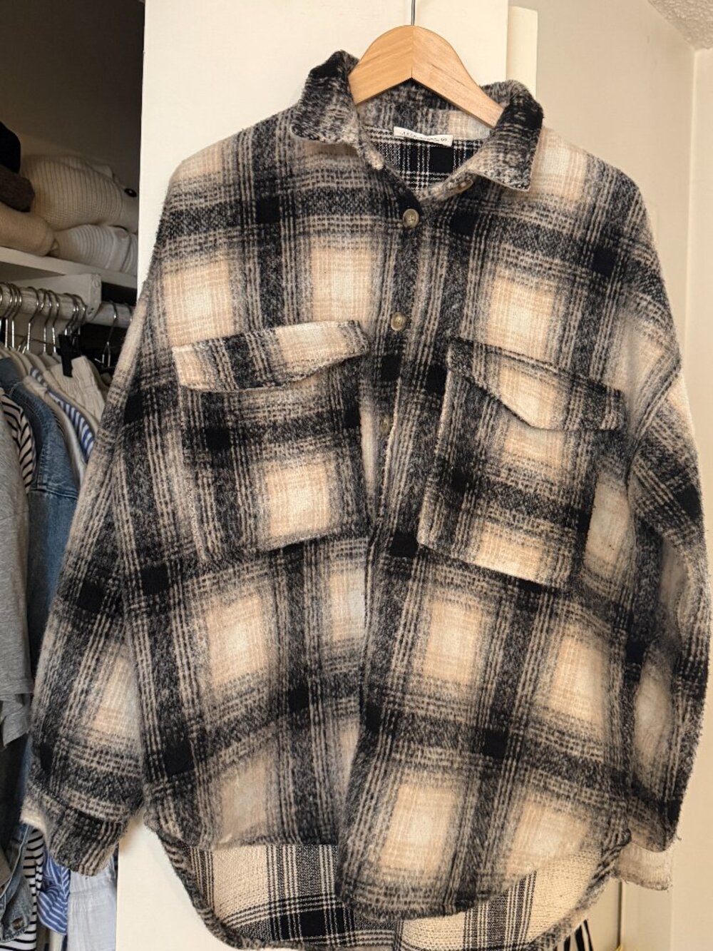 12th Tribe Axel Black Plaid Shacket (Small) - Picture 10 of 12